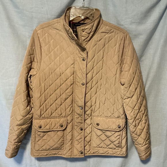 British Khaki Jackets & Blazers - British Khaki Quilted Women’s Short Coats Beige Large (b2)